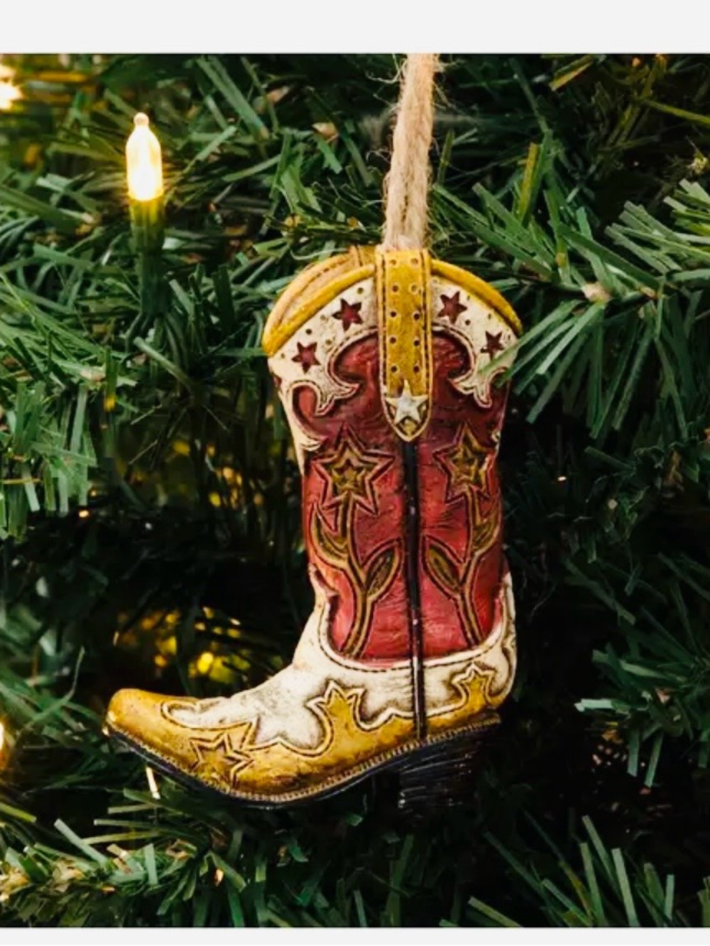 🆕- Christmas Rustic Cowboy Boot Ornament